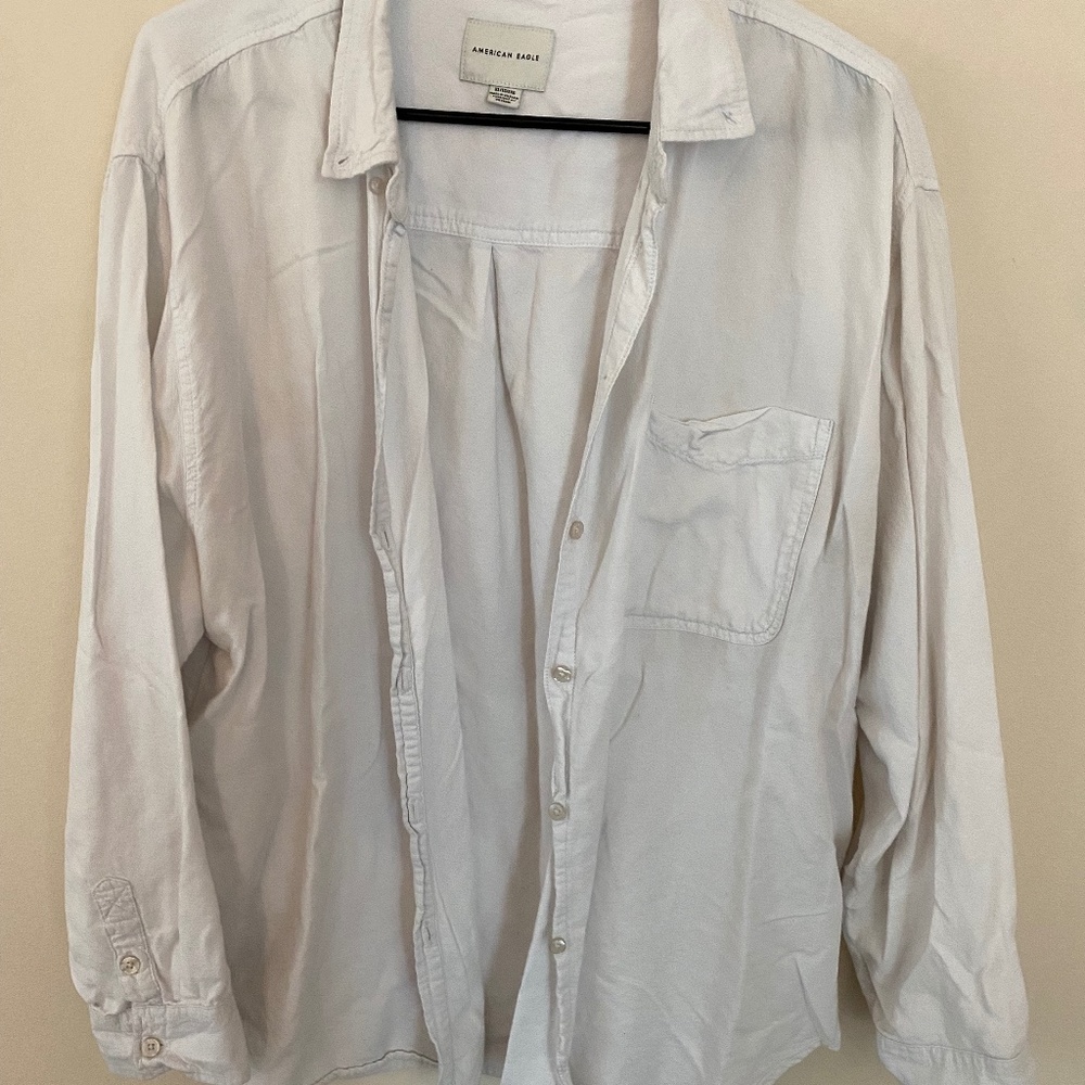American Eagle White Button Down Shirt (XL)